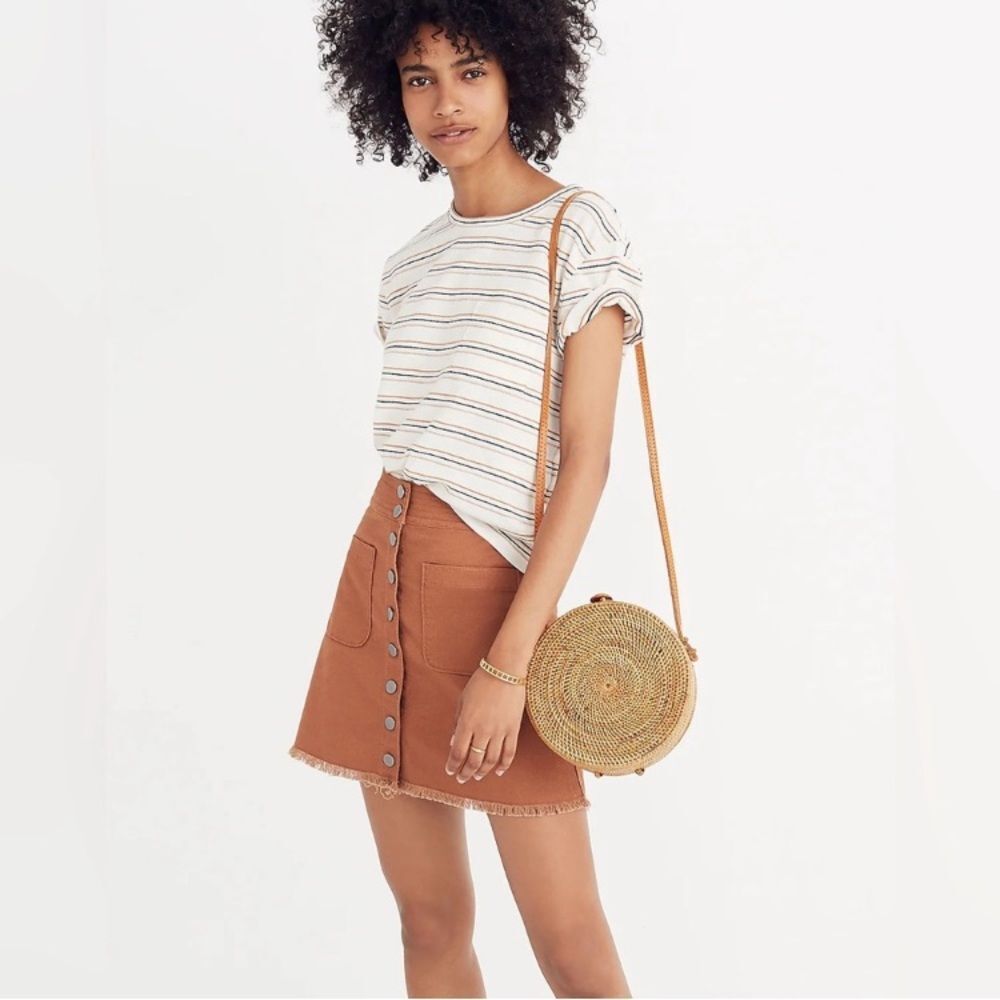 Madewell High-Waist Snap Skirt‎  Burnt Siena style J3992 size 2